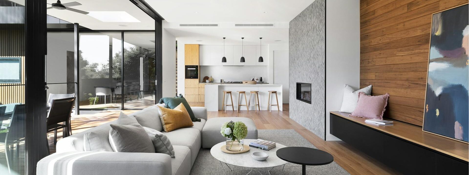 Modern open-plan living room by interior designers in Hyderabad