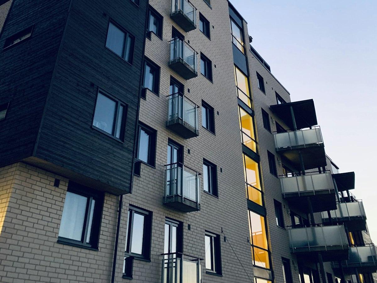 Mid-rise apartment building with balconies