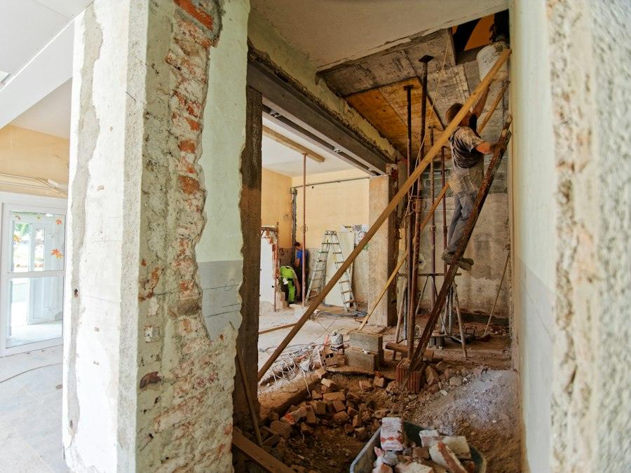 Renovation with walls opened up to the original brick