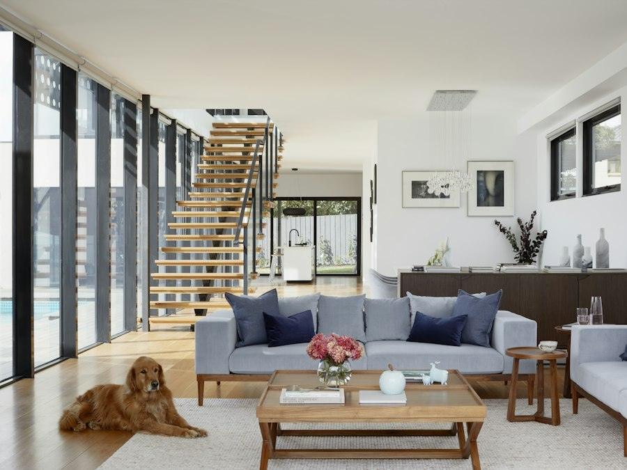 Bright living room with full-height windows and daylight