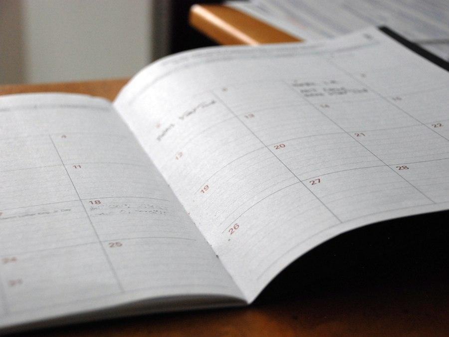 Open planner on a desk